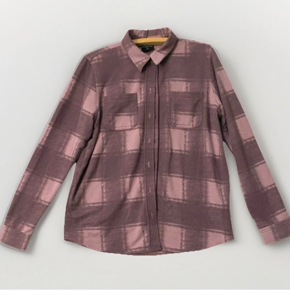32 Degrees Heat Women's Purple Plaid Button-Down‎ Shacket Cozy Knit Fleece S